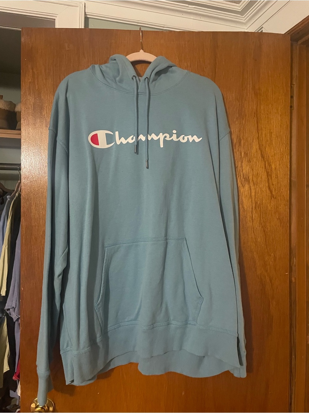 Champion Light Blue Logo Pullover Hoodie